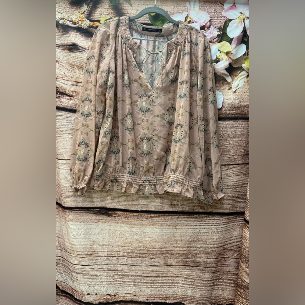 Zara Floral Blouse - Pink and Green
